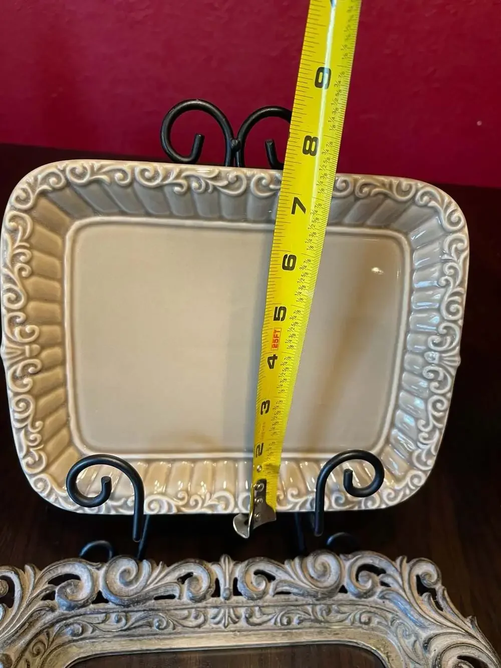 Drake Designs Ceramic Baking Dish with Ornate Metal Holder